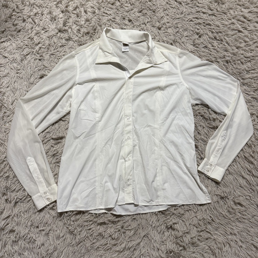 Women’s XL White Fits Long Sleeve Horseback Riding Button Down Shirt. Good Cond.