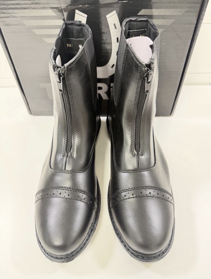 Women’s 8.5 Black Front Zip Paddock Boots Equestrian Horse Riding Regular