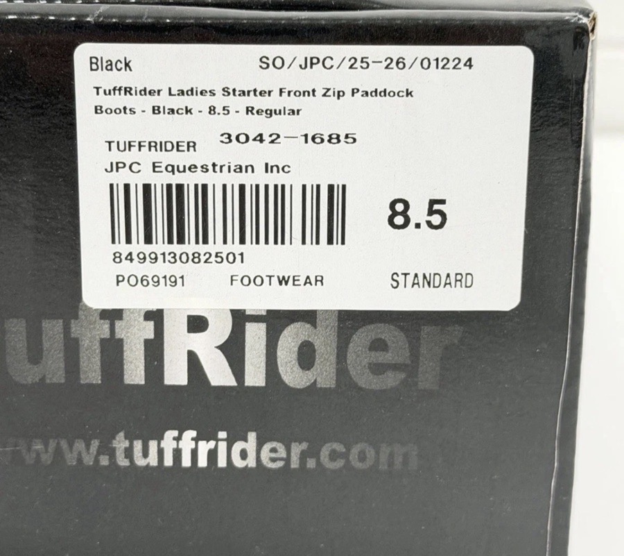 Women’s 8.5 Black Front Zip Paddock Boots Equestrian Horse Riding Regular