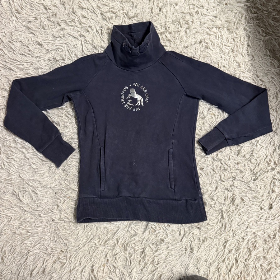 Child’s XL Navy Horse Long Sleeve Horseback Riding Equestrian Pullover Sweater