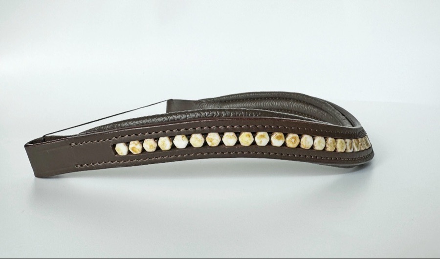 Beige/Tan Beaded Browband 