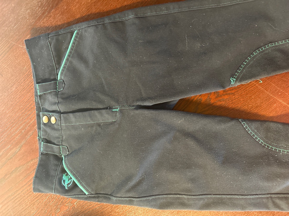  Navy piper reaches with emerald embroidery , around size 26 