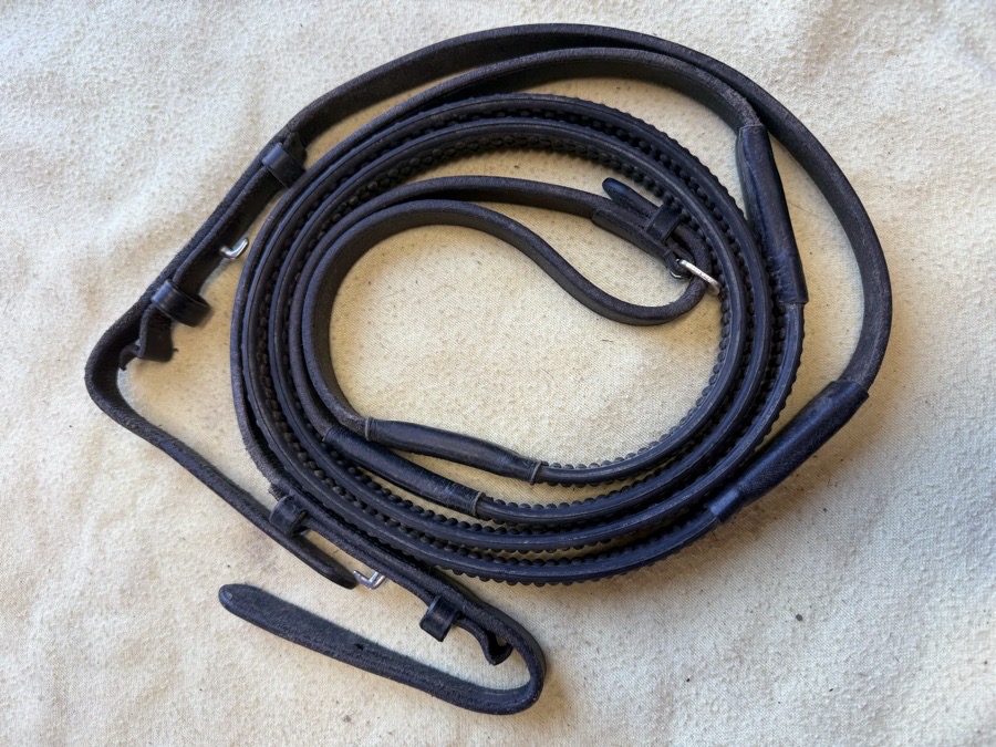 54” black soft touch type rubber reins