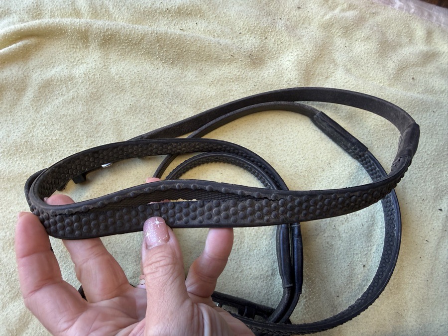54” black soft touch type rubber reins