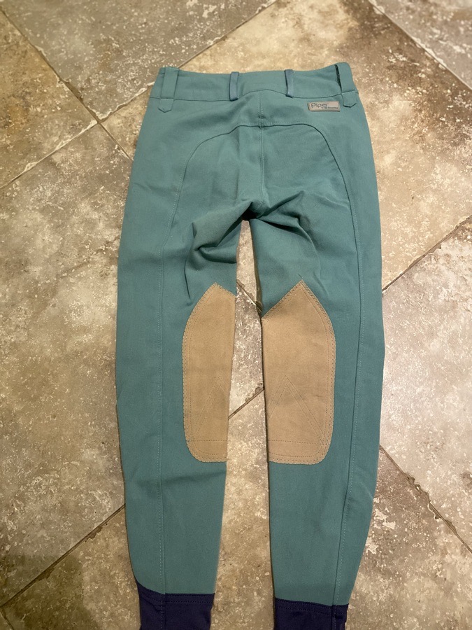 22R Seafoam Green w/ tan patch Piper Low Rise Front Zip Breech