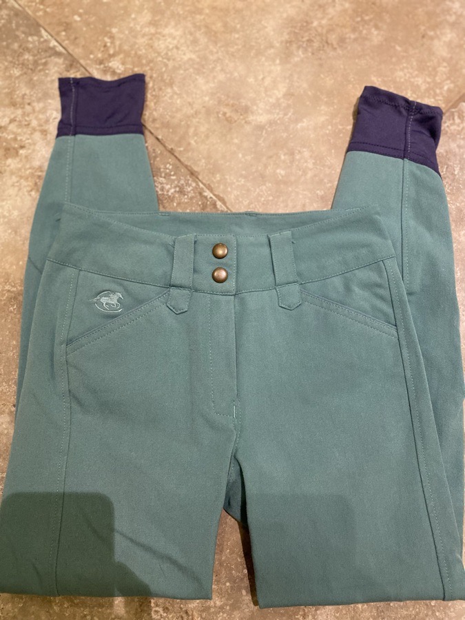 22R Seafoam Green w/ tan patch Piper Low Rise Front Zip Breech