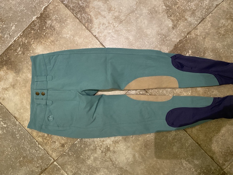 22R Seafoam Green w/ tan patch Piper Low Rise Front Zip Breech