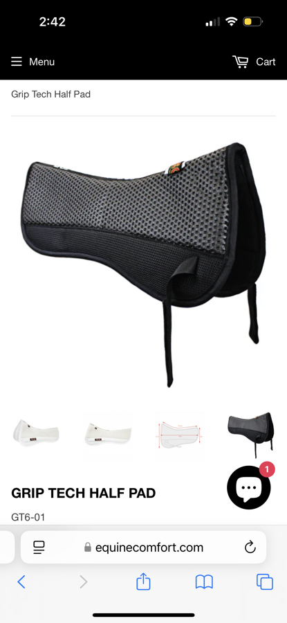 Equine Comfort Products Grip Tech Half Pad, Black