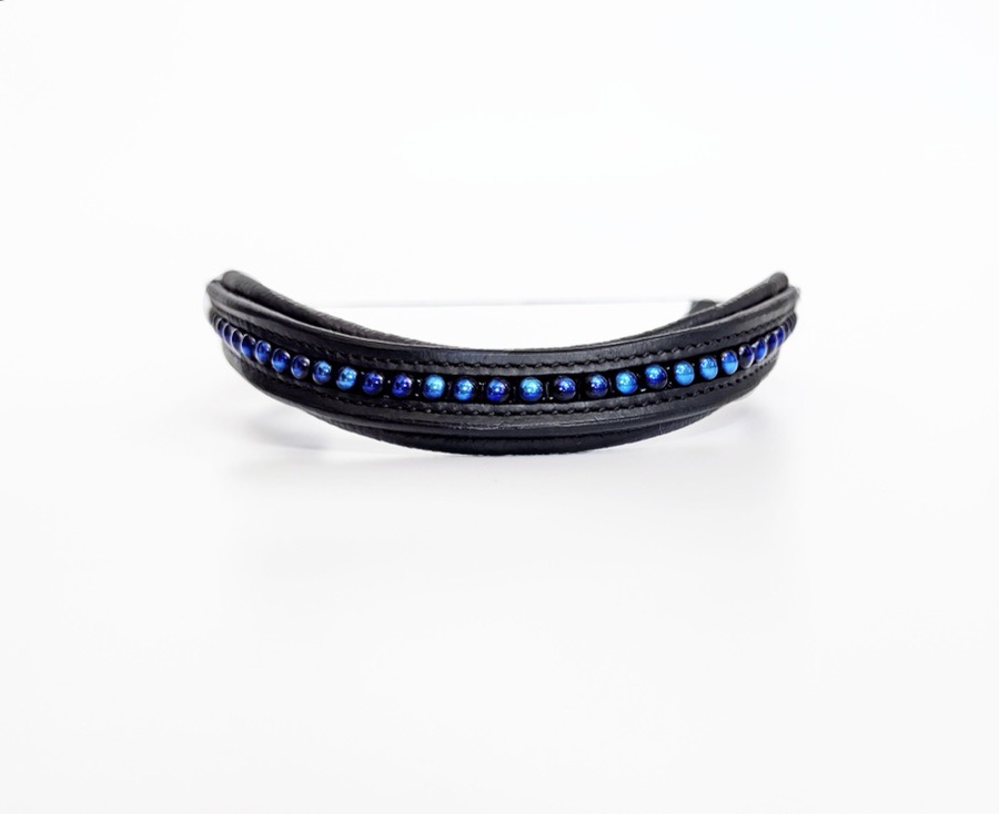  Iridescent Blue Beaded Browband 