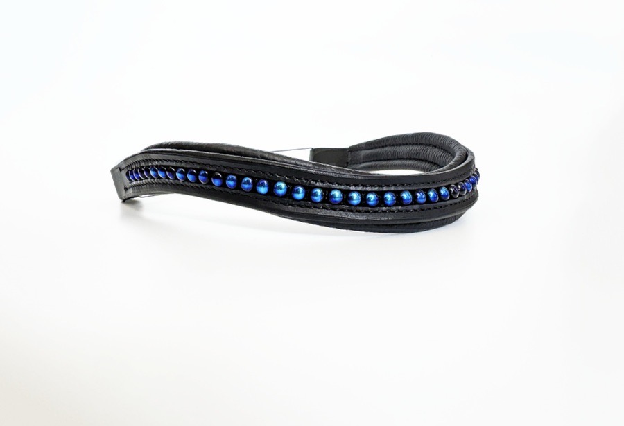  Iridescent Blue Beaded Browband 
