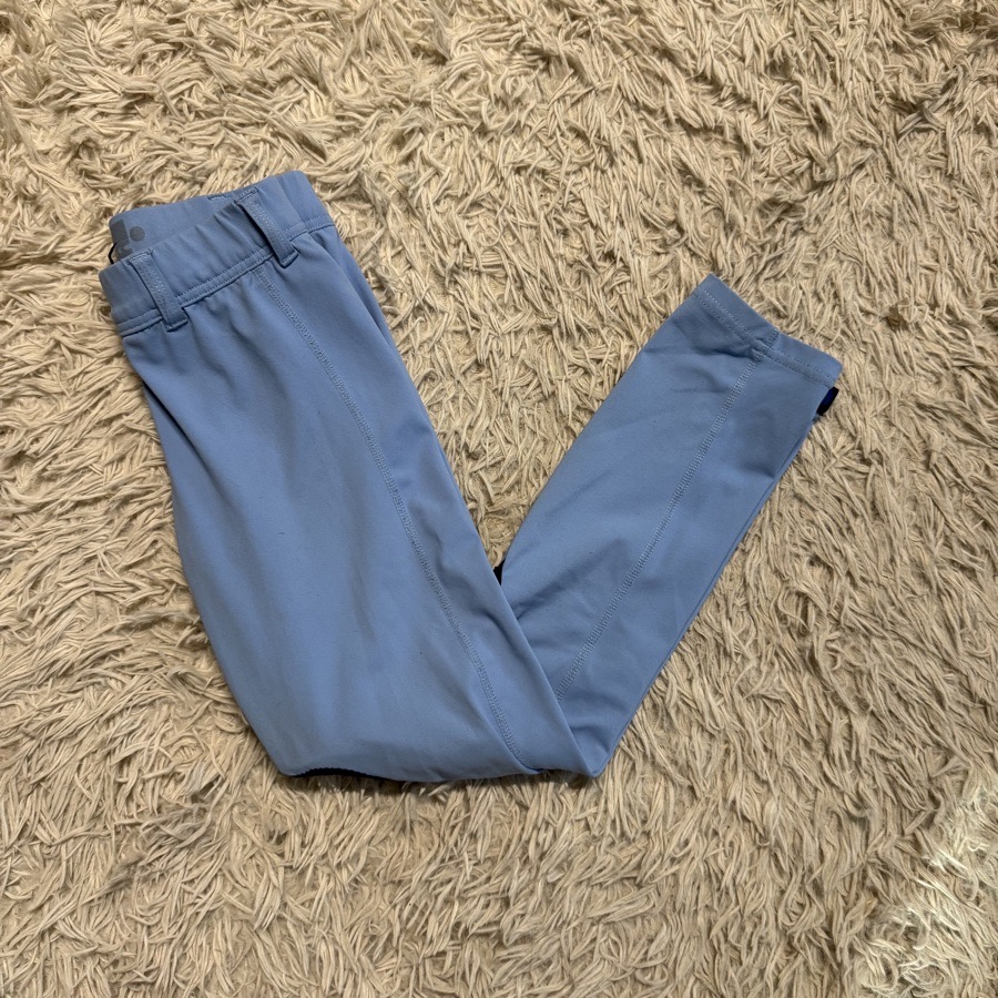 Girl’s Medium Blue Irideon Knee Patch Horseback Riding Tights Breeches. Good Con