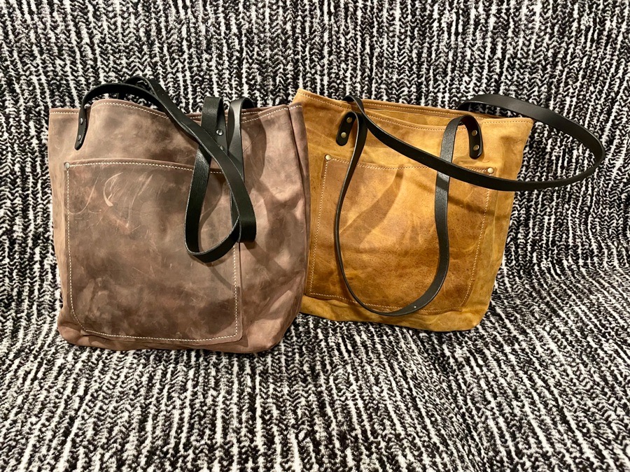 Custom Leather Barn Tote- Mustard Yellow