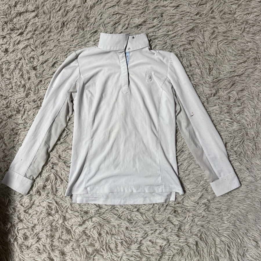 Girl’s Medium White Romfh Long Sleeve Horseback Riding Show Shirt