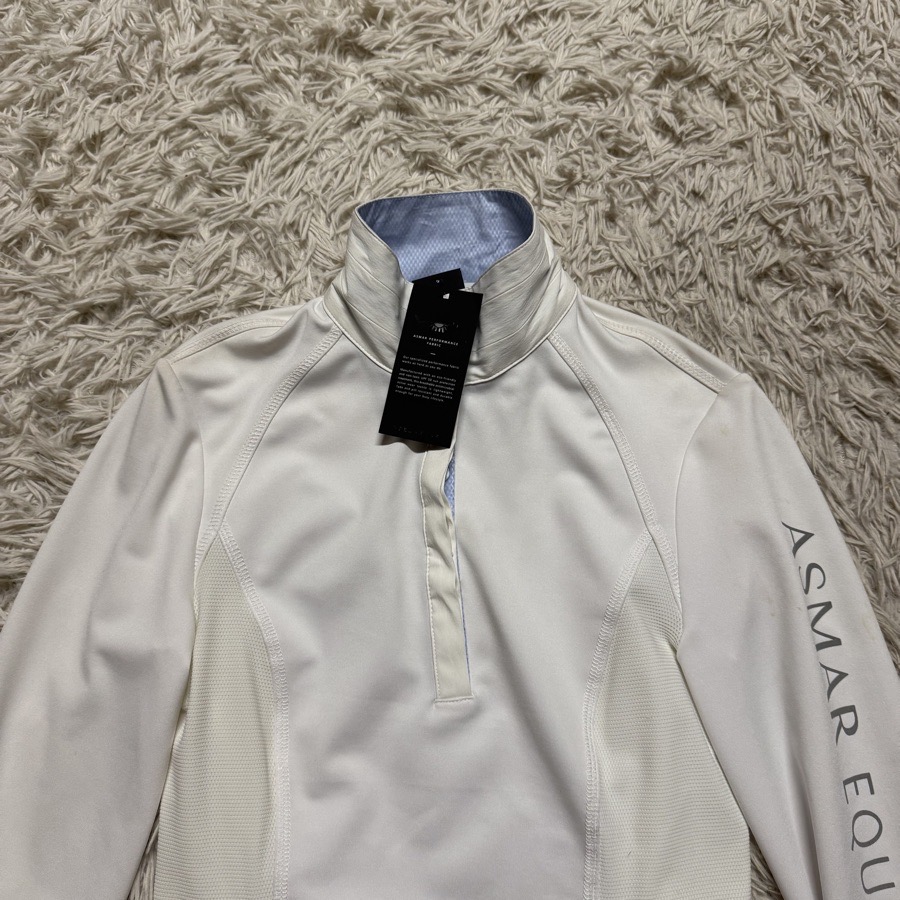 New Women’s XXS White Noel Asmar Long Sleeve Horseback Riding Show Shirt