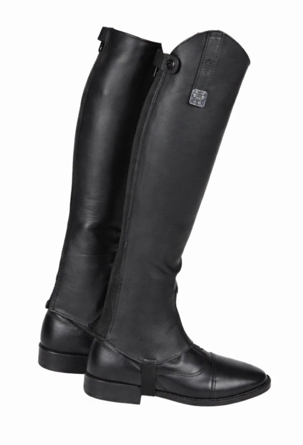 Huntley Equestrian Premium Leather Medium Half Chaps English Riding Black