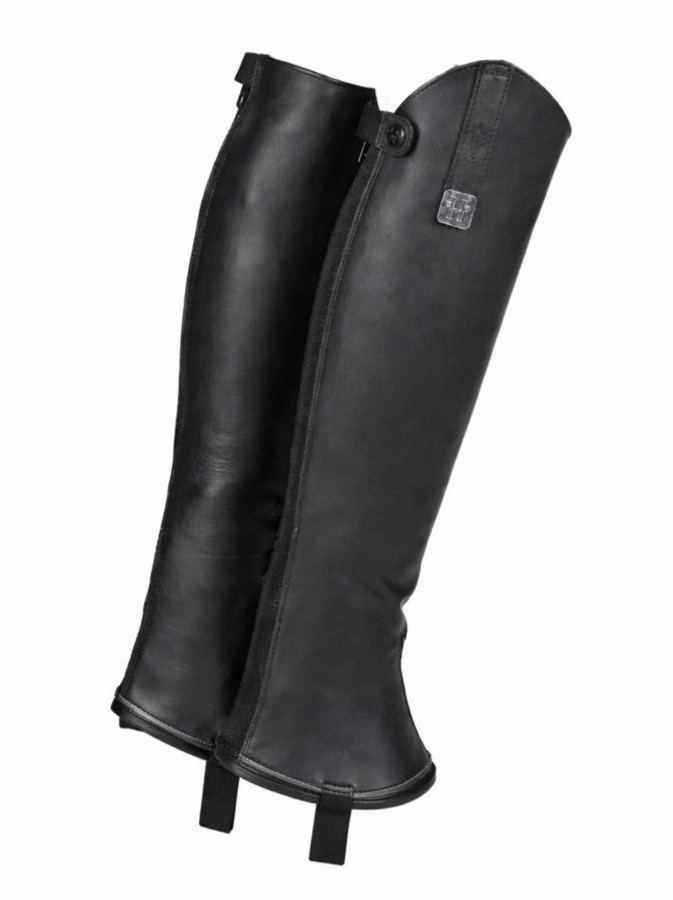 Huntley Equestrian Premium Leather Medium Half Chaps English Riding Black