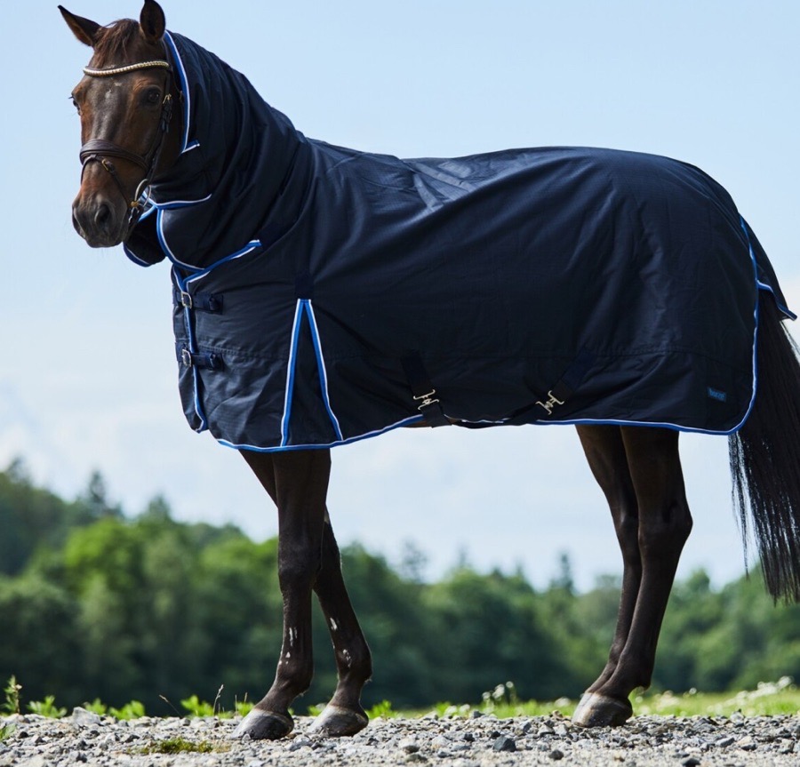 69” Horze Glasgow Medium Weight Combo 150-g Horse Turnout Blanket, Dark Blue