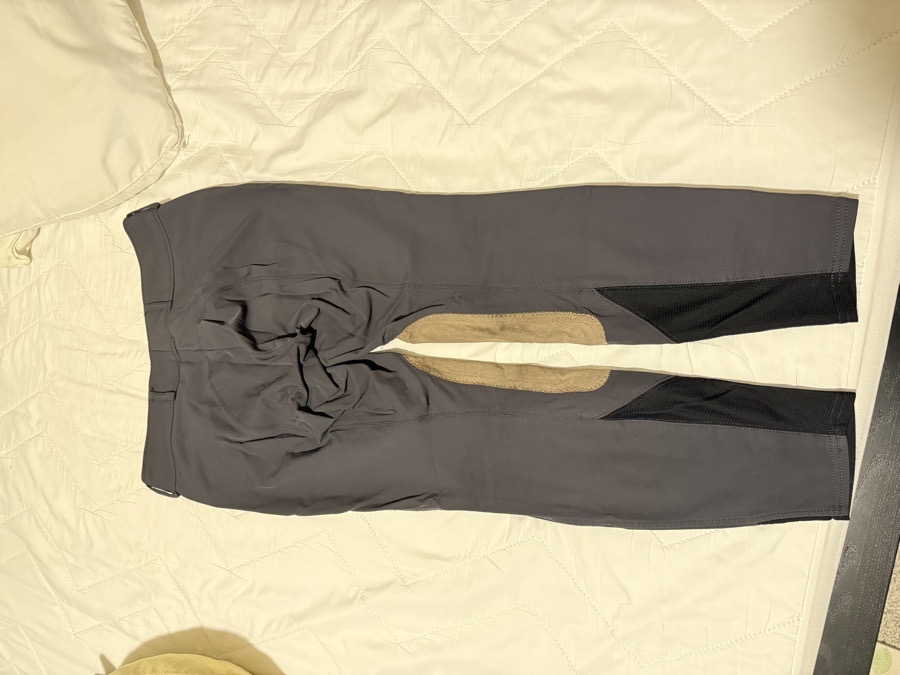 Size 28R. RJ Classics Gulf Knee Patch Mid Rise Breech in Charcoal Grey
