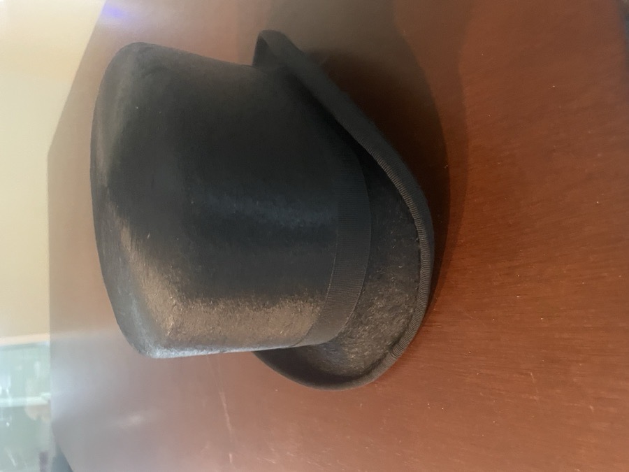 Black Fur Felt Top Hat, Size 6 7/8 