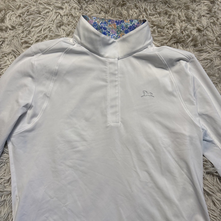 Women’s XL White RJ Classics Long Sleeve Horseback Riding Show Shirt. Good Cond.