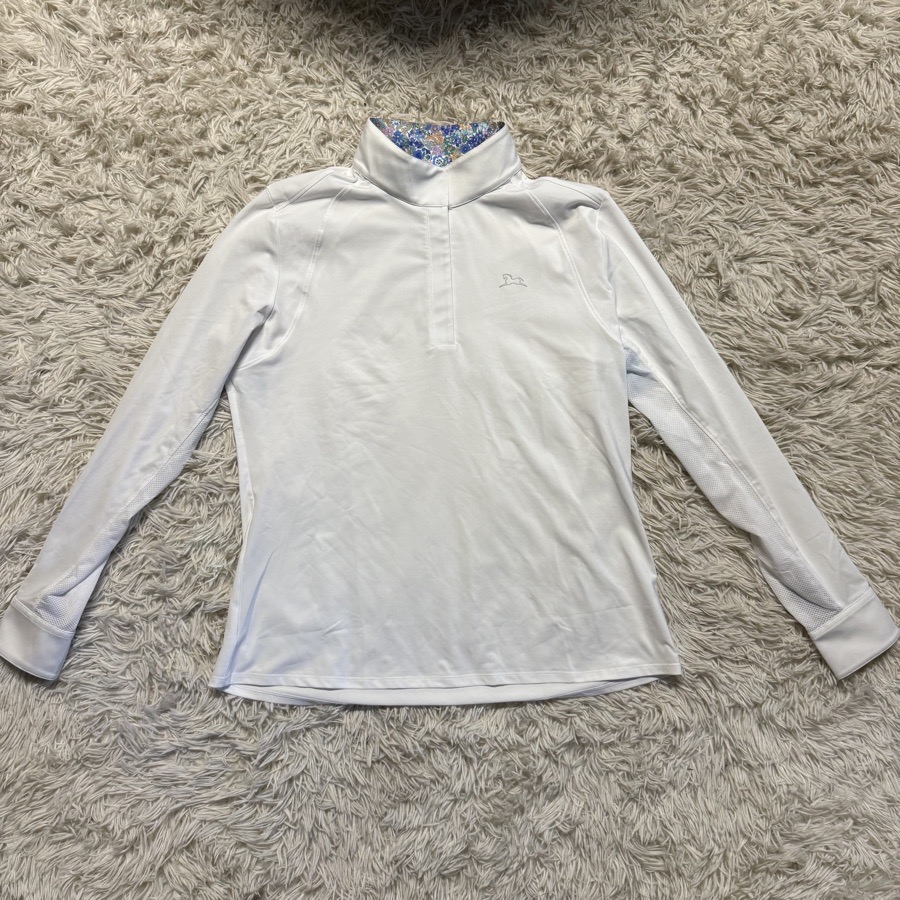 Women’s XL White RJ Classics Long Sleeve Horseback Riding Show Shirt. Good Cond.