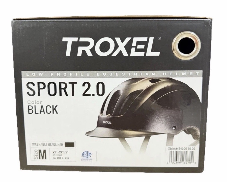 Troxel Sport 2.0 Riding Helmet Black Medium ASTM/SEI Equestrian Helmet