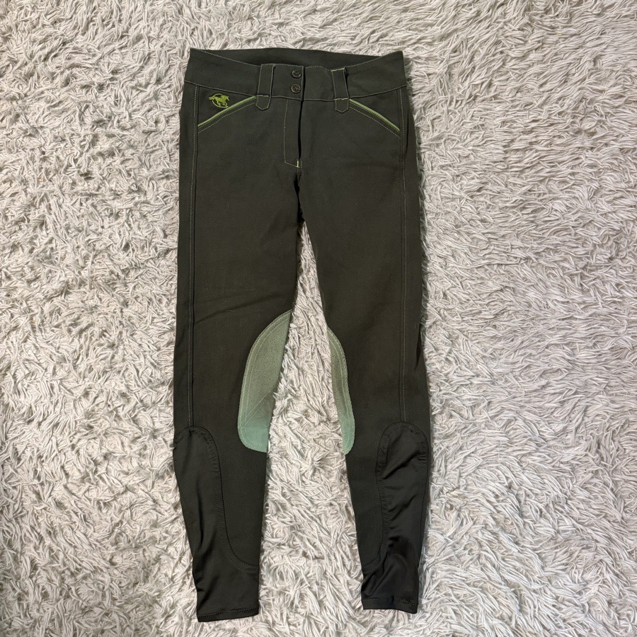 Women’s Size 24 Green Smartpak Piper Knee Patch Horseback Riding Breeches