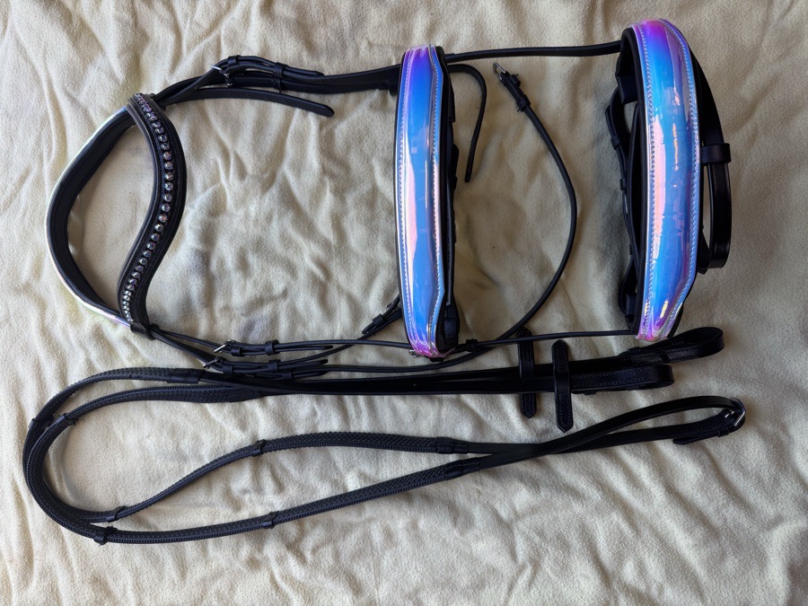 holographic black cob sized bridle
