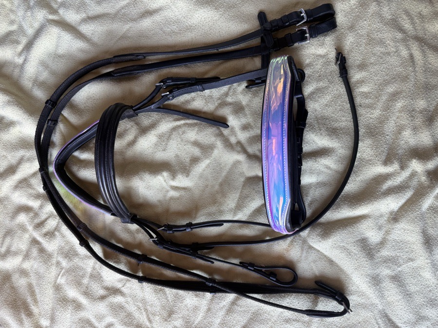 holographic black cob sized bridle