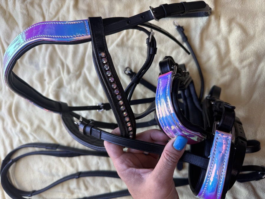 holographic black cob sized bridle