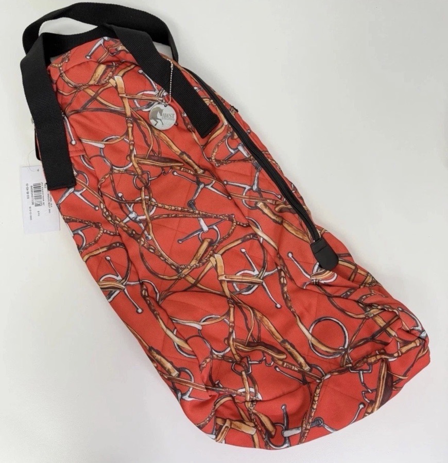 AWST Lila Snaffle Bit Bridles Tall Riding Boot Bag Red Equestrian