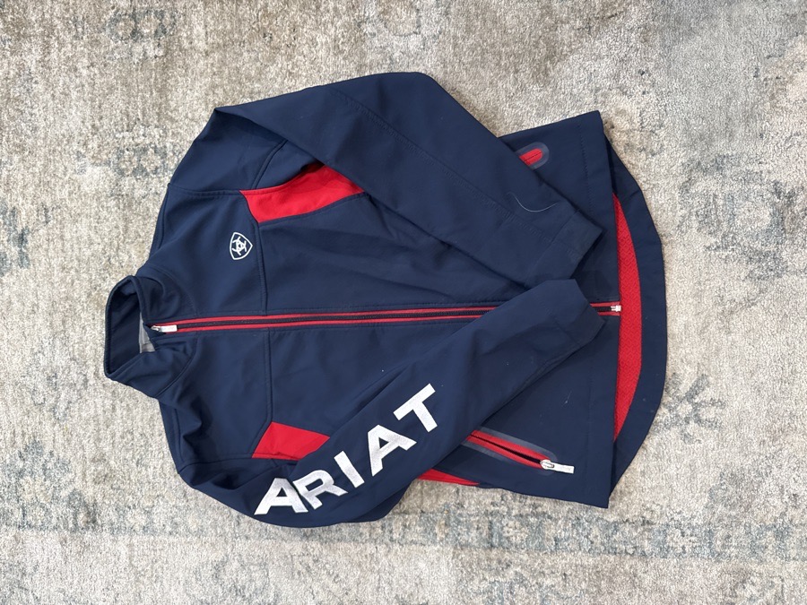  Women’s extra small, red and blue Ariat jacket 