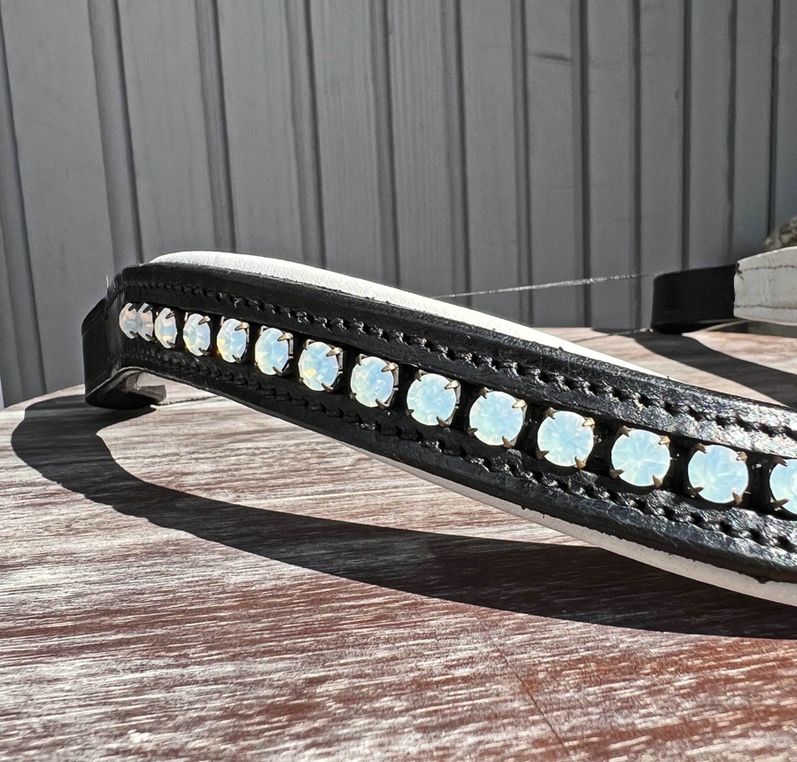 Moonstone Crystal Browband with White Contrast Padding