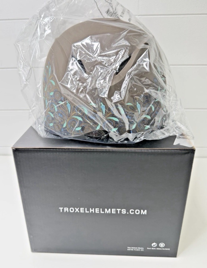 Troxel Dakota Riding Helmet Large Turq Paisley Western Equestrian ASTM/SEI