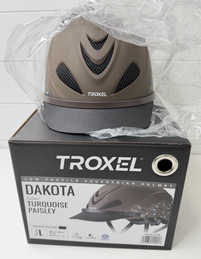 Troxel Dakota Riding Helmet Large Turq Paisley Western Equestrian ASTM/SEI