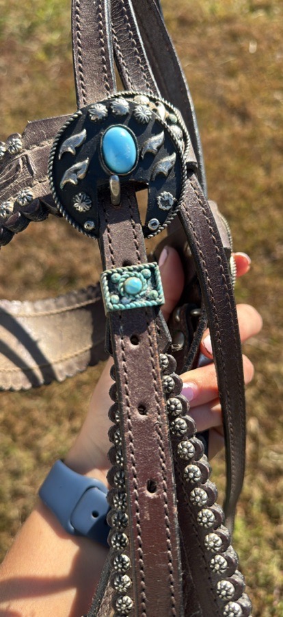 Western tooled leather headstall