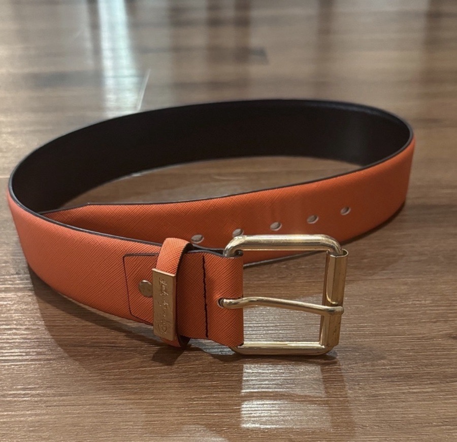 Riviera Equisports Wide Orange Belt with Gold Buckle