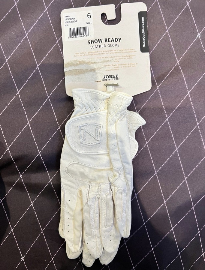 Noble Outfitters Ready to Ride Leather show gloves white size  6 equestrian ride