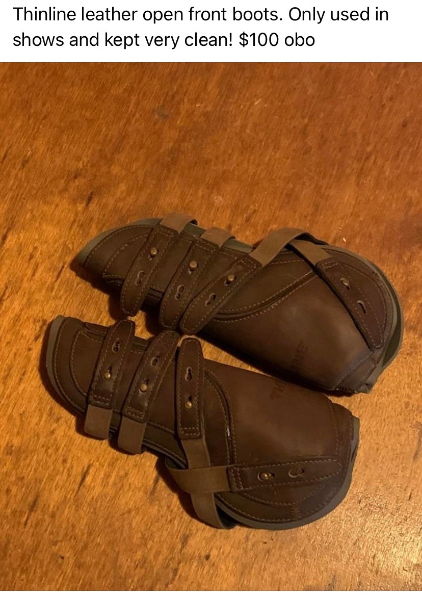 Leather open front boots 