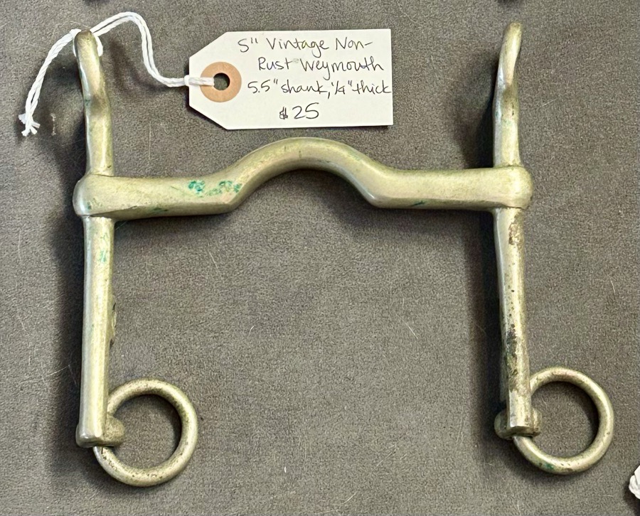 5” Vintage Non-Rust Weymouth bit, 5.5” shank, ¼” thick mouthpiece