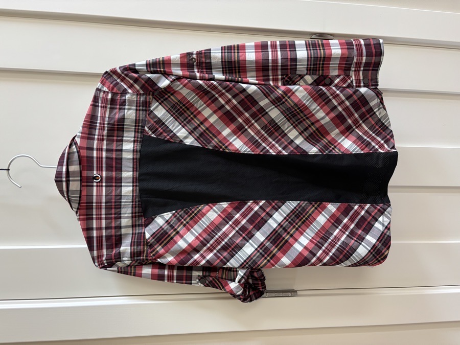 Kerrits Triple Chill LS Sun Shirt / Not Just A Barn Shirt - Sangria Plaid size S