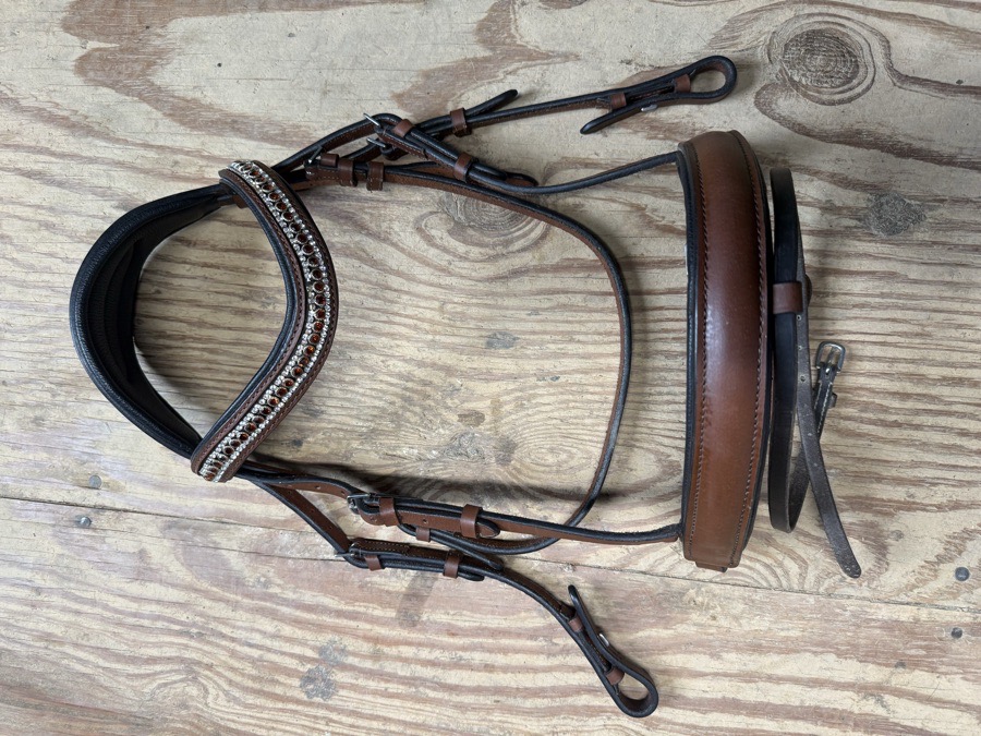 Brown anatomical cob bridle