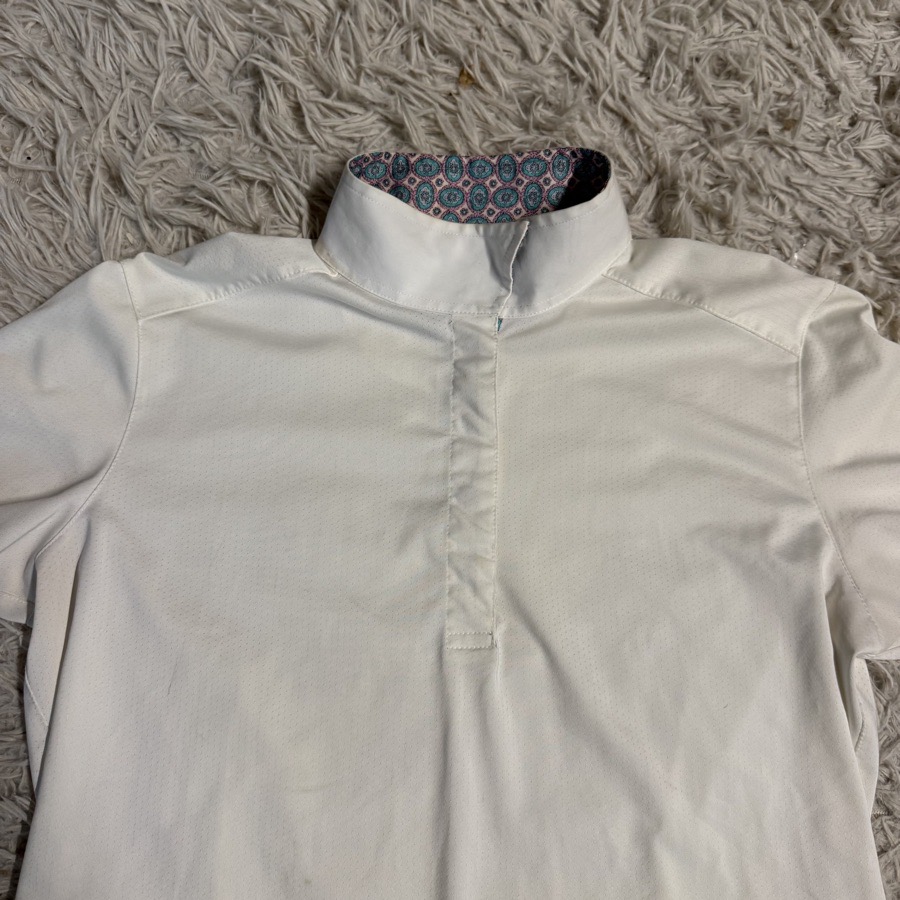 Women’s Large White Essex Classics Short Sleeve Horseback Riding Show Shirt