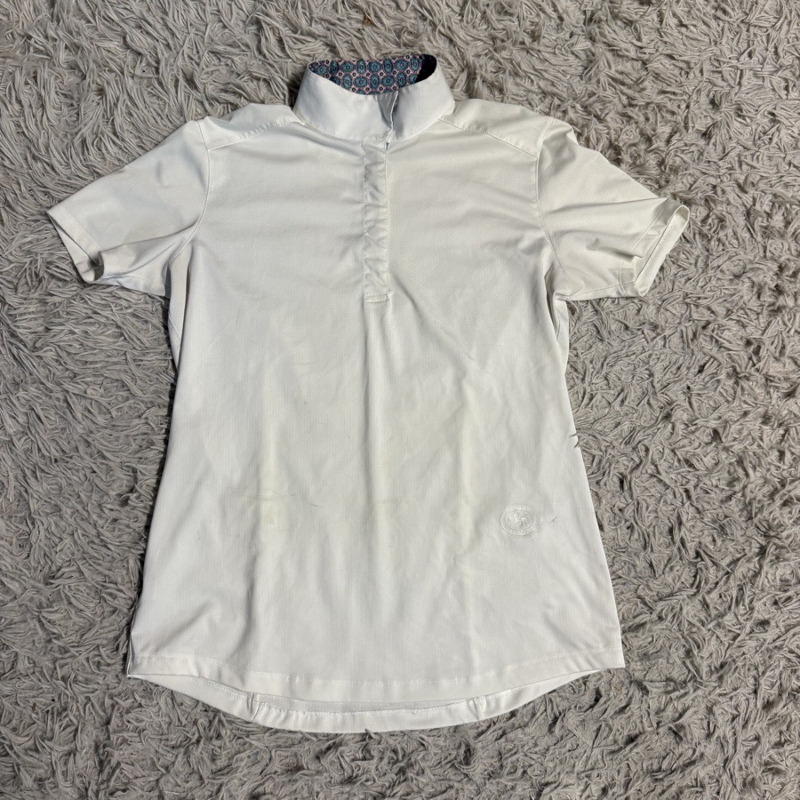 Women’s Large White Essex Classics Short Sleeve Horseback Riding Show Shirt
