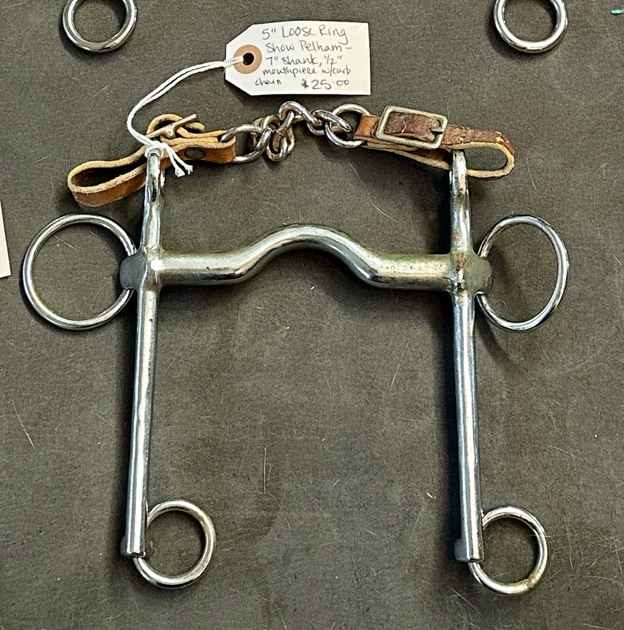 5.25” Loose Ring Show Pelham- 7” shank, ⅝” thick mouthpiece w/curbchain 