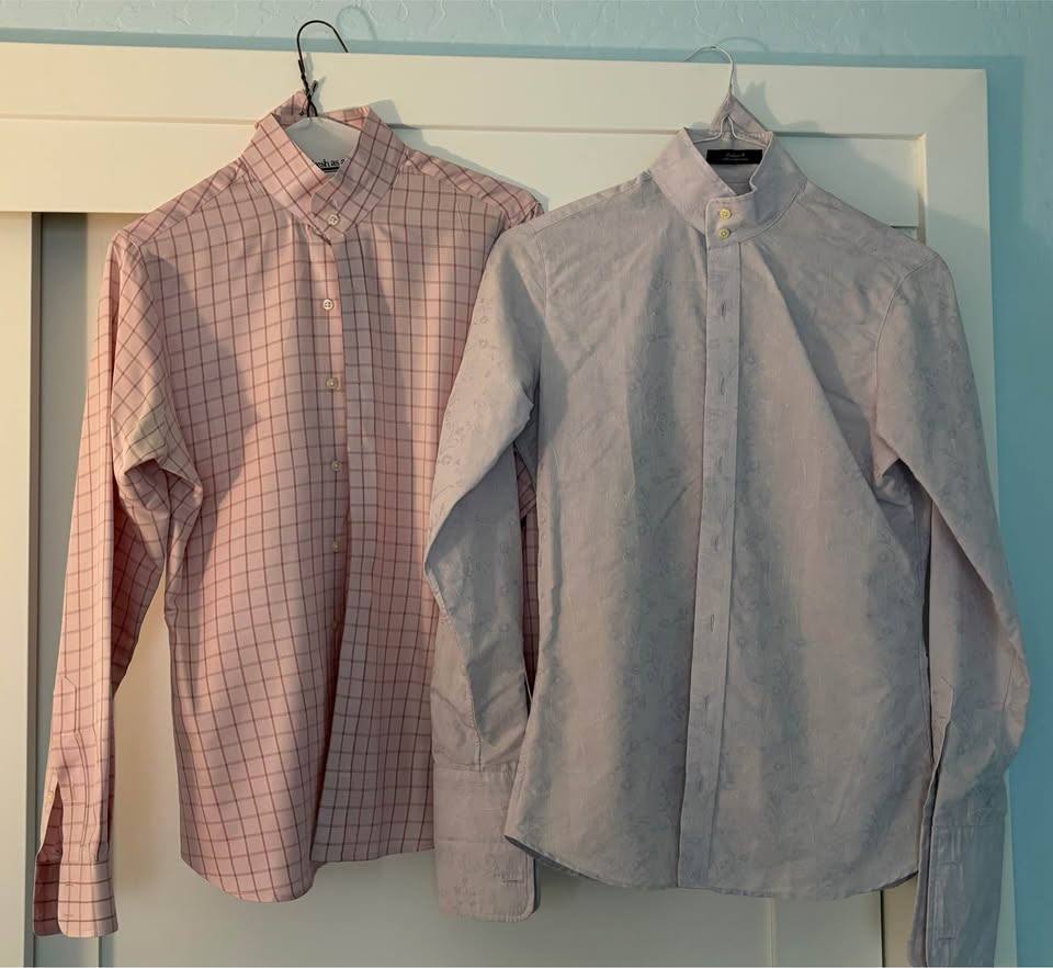 2 Essex Classics Performance Show Shirts, Size 34, with 4 Matching Collars