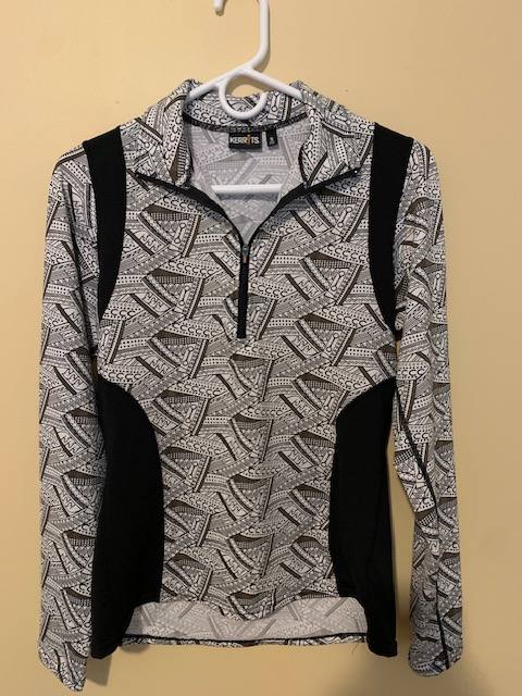 KERRITS Riding Shirt ,Quarter zip, black and white pattern. Size S ,worn once