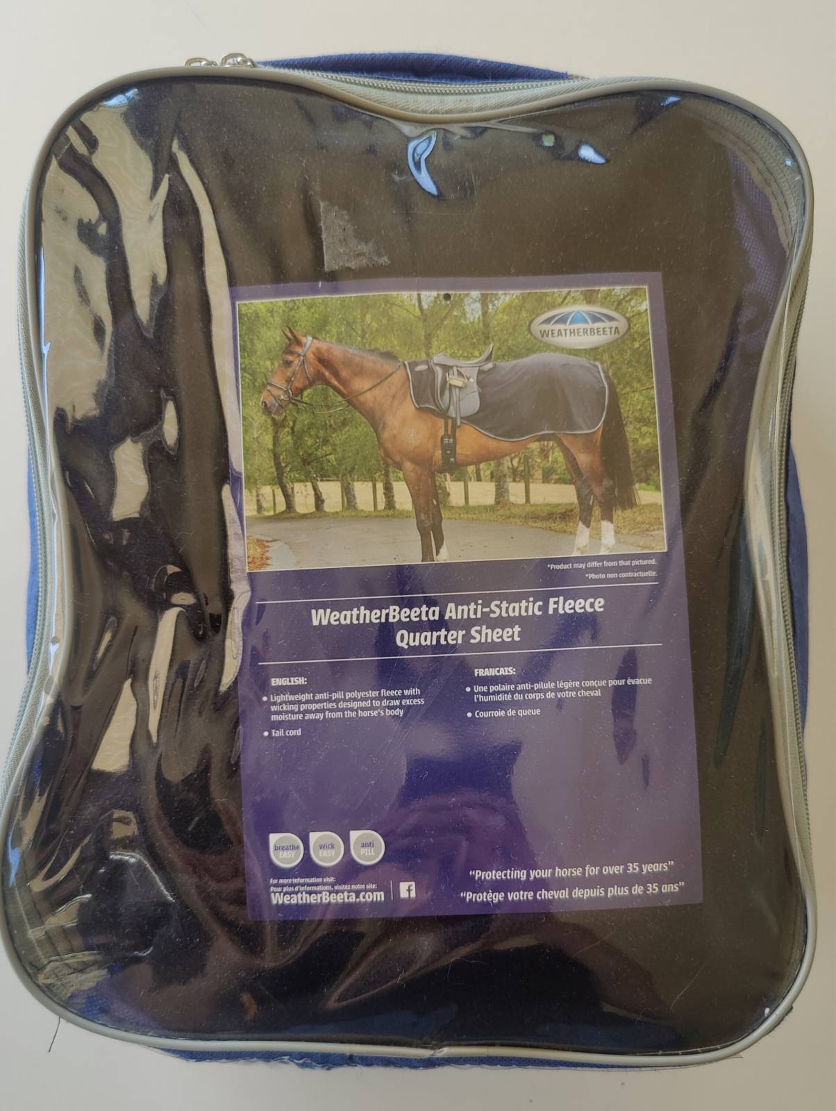 WeatherBeeta Anti-Static Fleece Quarter Sheet Cob Black/Silver Lightly Used