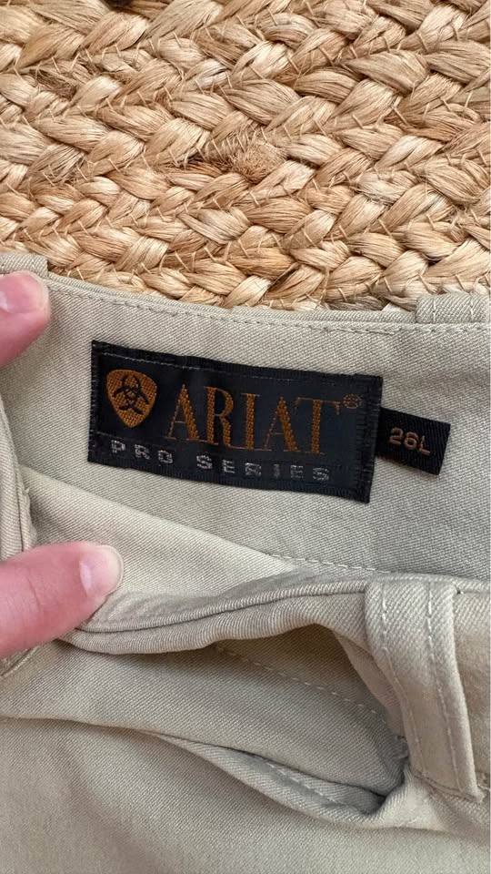 2 Ariat Knee Patch Show Breeches, Tan, Size 26 Long (26L)