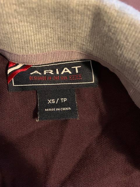 ARIAT POLO SHIRT , BURGANDY, WHITE AND GREY SIZE XS